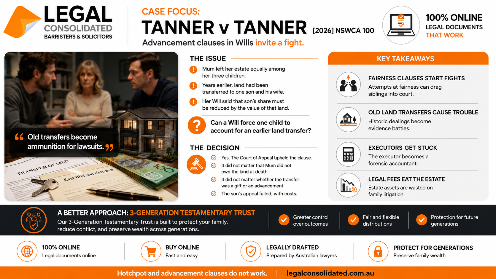 Tanner v Tanner equalisation clauses in Wills and fairness