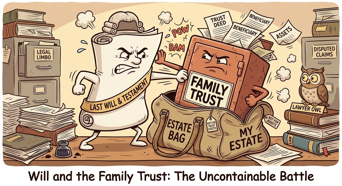 Wills cannot control assets in a Family Trust nor UPEs