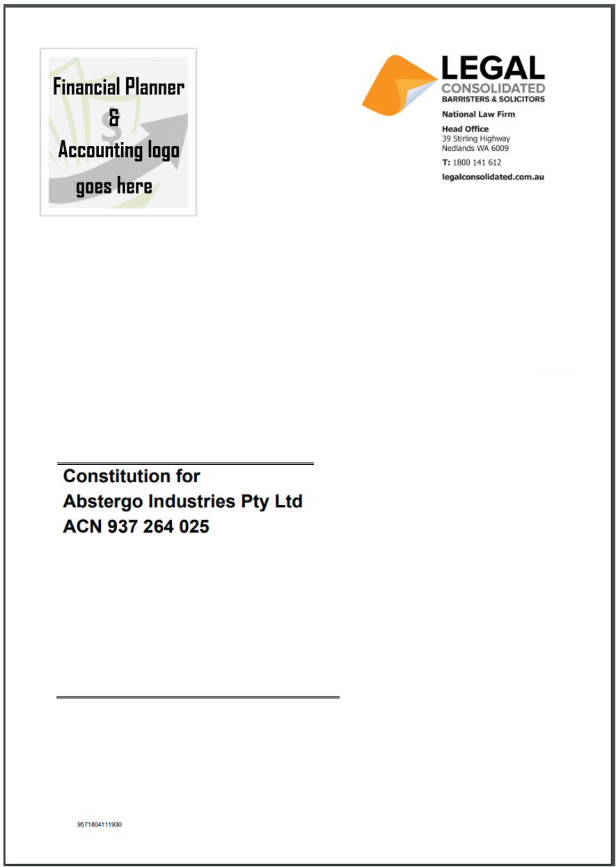 Company Constitution with accountants logo