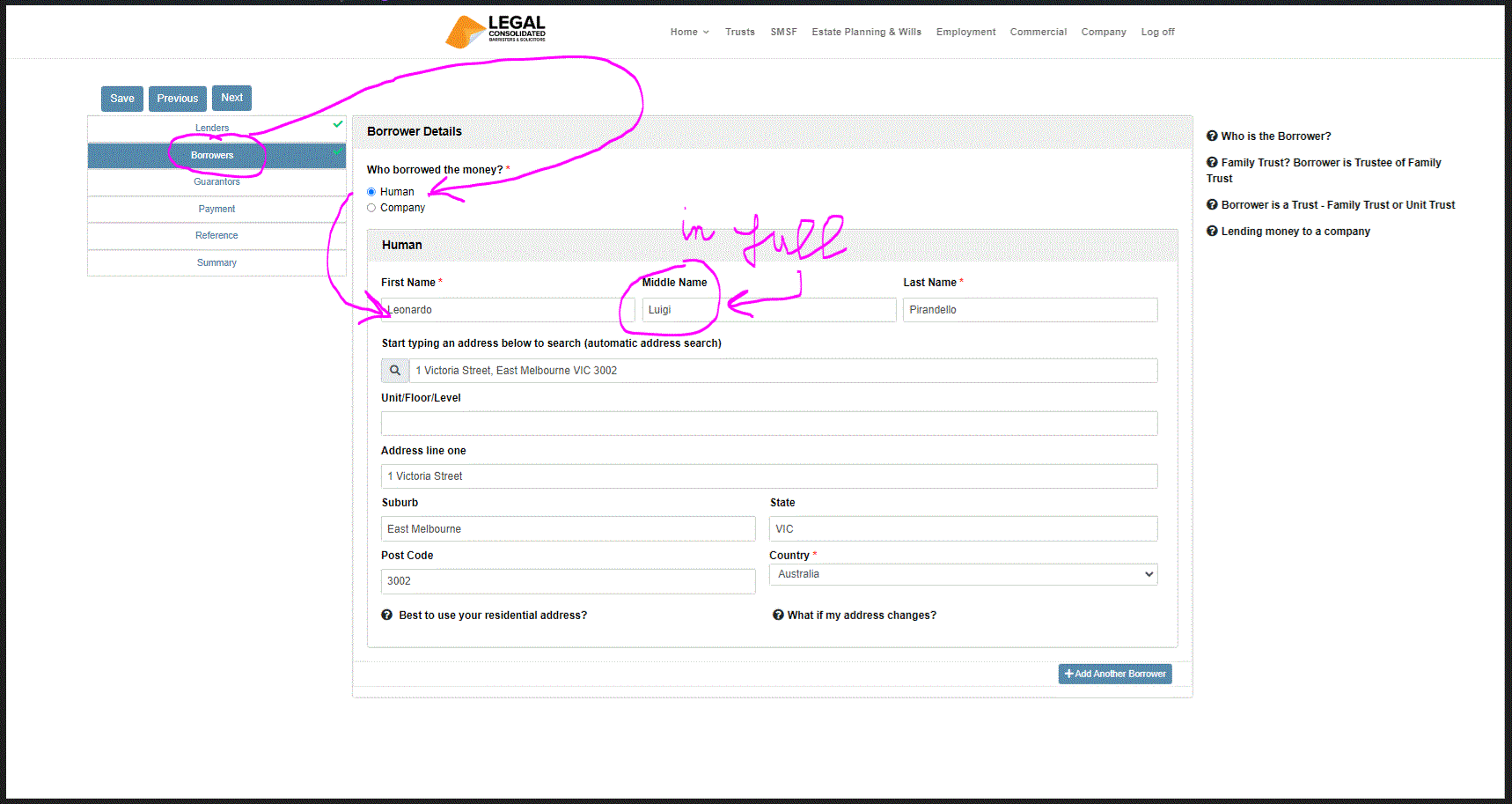 Borrower can be a company or individual