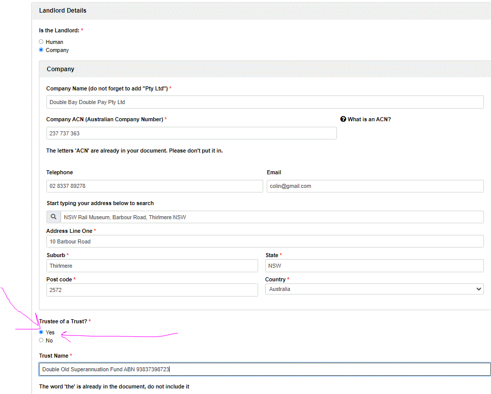 Commercial lease when the landlord is the SMSF (Self Managed Superannuation Fund)
